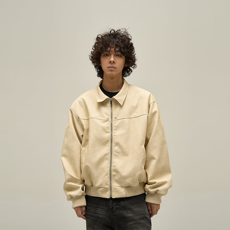 American Retro Brown Leather Jacket For Men