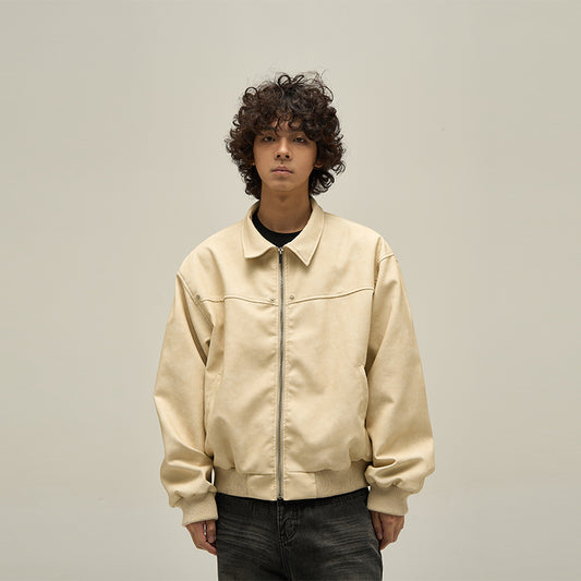 American Retro Brown Leather Jacket For Men